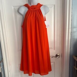 Vibrant Orange Halter Neck Kids Dress